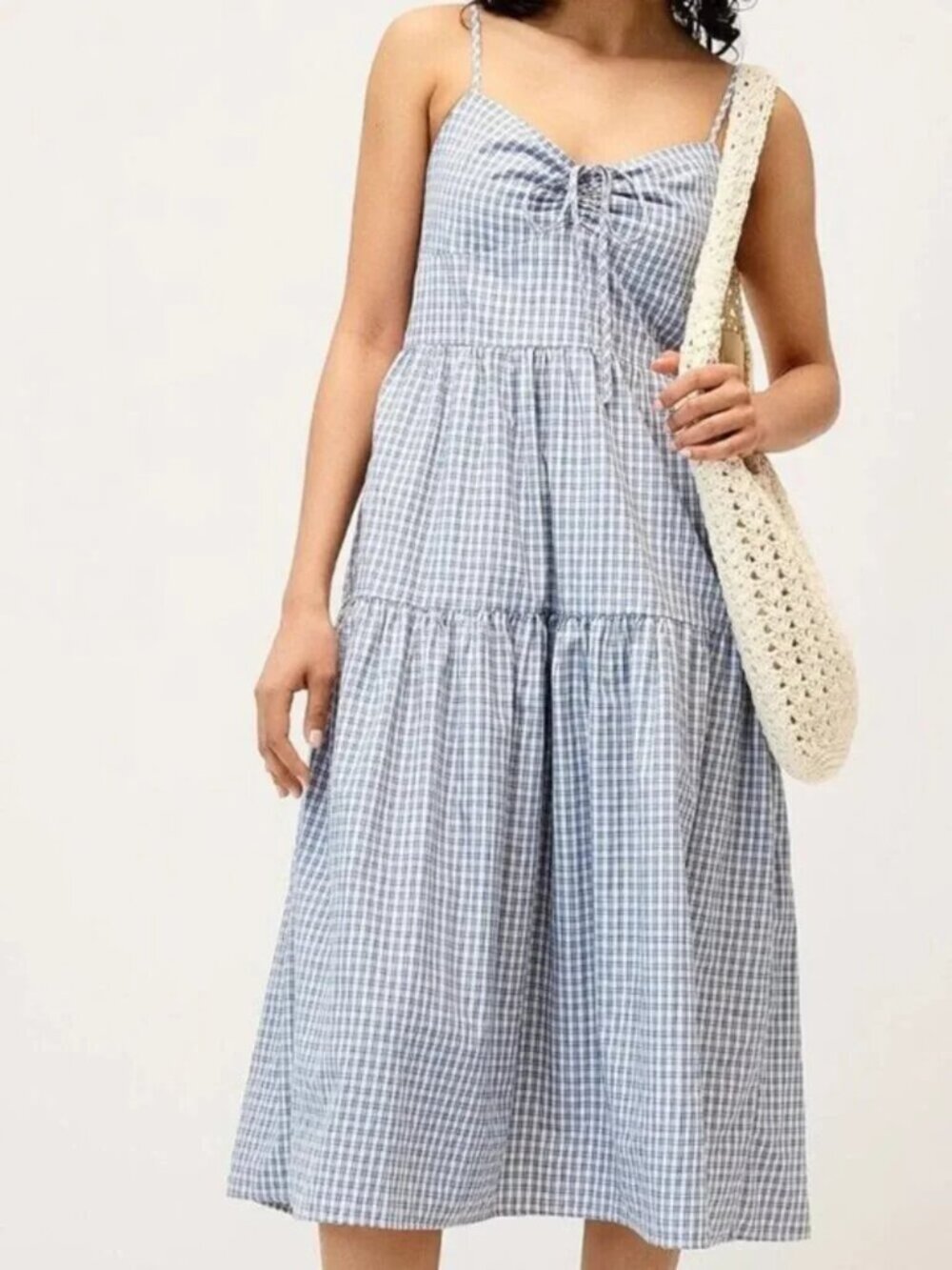 NWT Checkered poplin midi dress